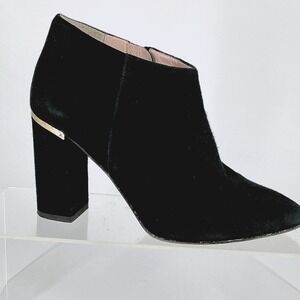 Kate Spade New York Size 7 Black Suede Gold Trim  Ankle Booties Italy Darota